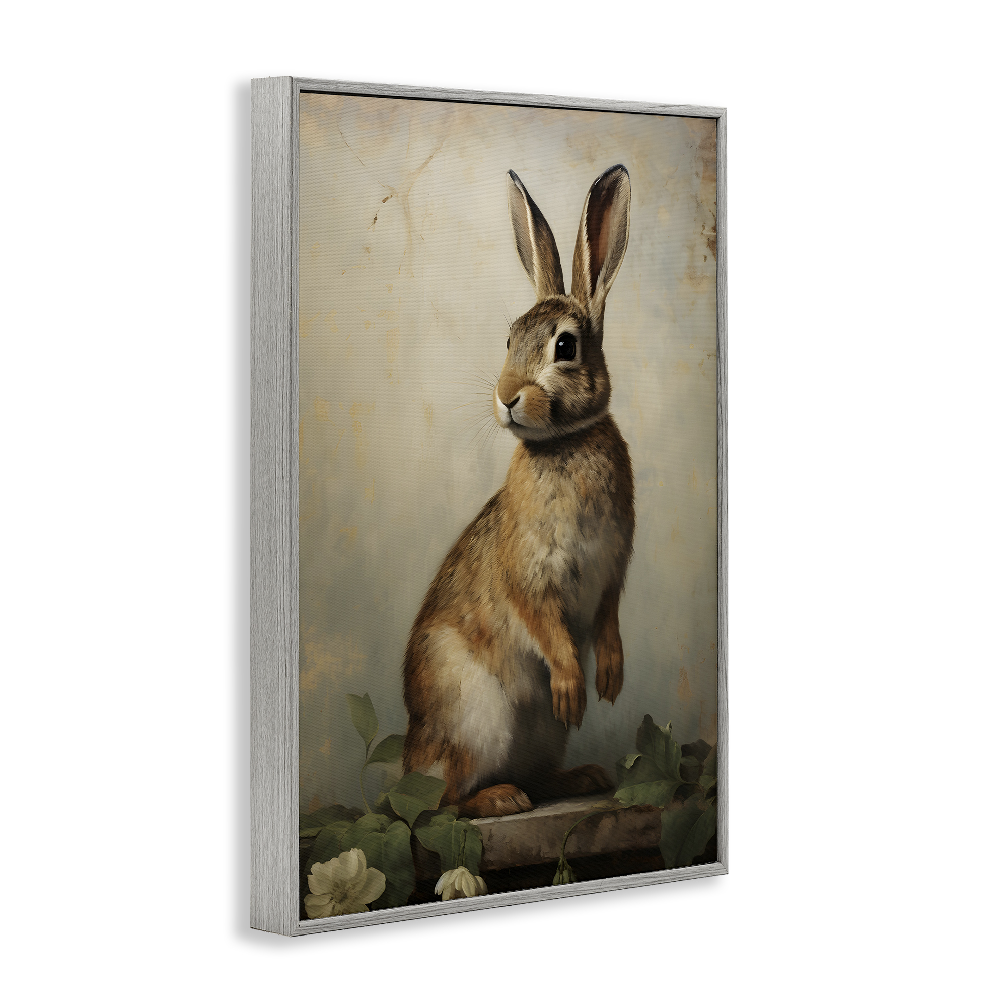 Stupell Industries Dark Rabbit Portrait Animals & Insects Painting Gray Framed Art Print Wall Art, 12 x 18