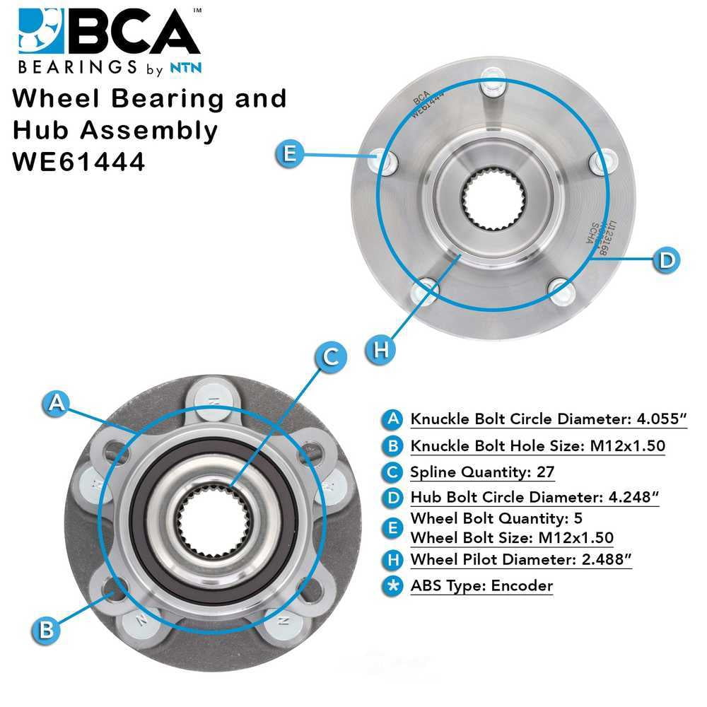 BCA by NTN WE61444 Wheel Bearing & Hub Assembly