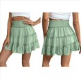 thumbnail image 3 of Falda Corta de Verano para Mujer, con Volantes, Cintura Alta, Informal, Estilo Bohemio, con Pantalones Cortos Incorporados, Color Verde , Talla XXL, 3 of 7