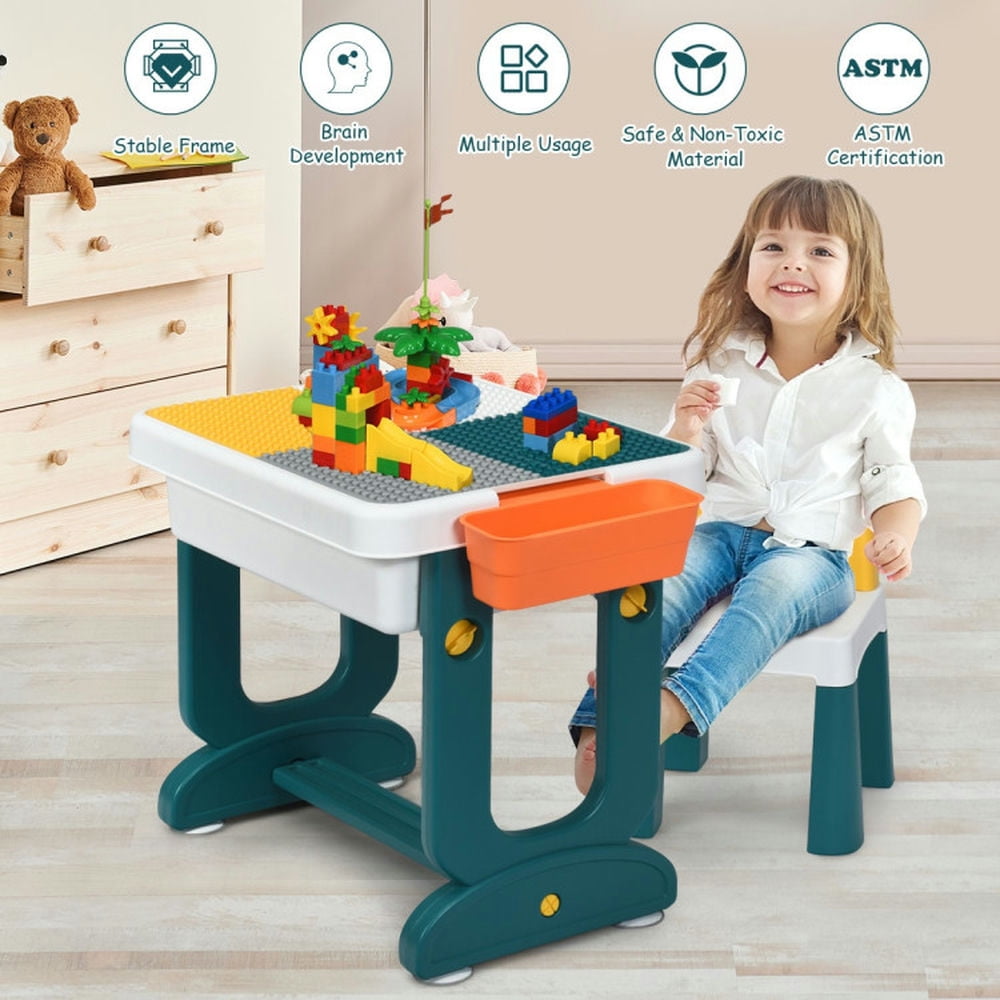 Spaco 5-in-1 Kids Activity Table Set, Toddler Table and Chair Set for Arts & Crafts, Snack Time, Homeschooling, Homework