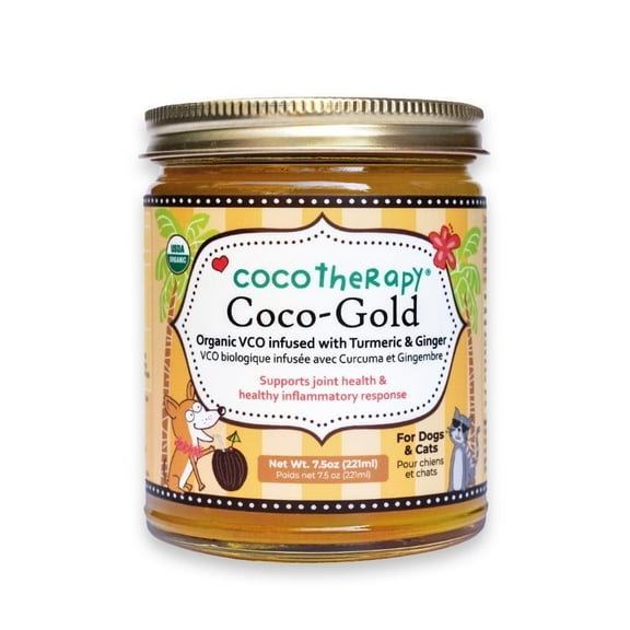 CocoTherapy Coco-Gold Organic Virgin Coconut Oil infused with Turmeric & Ginger, 7.5oz.