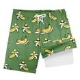 thumbnail image 3 of Rggeeun Boys Child Swimsuit Set Cartoon Fruit Pattern Double Layer with Adjustable Tie Wide Leg Knee Length for Summer Beach Lounging Fashion Swimwear,Green,9-10 Years, 3 of 3