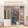 thumbnail image 3 of Lifewit 10 Compartments Hat Organizer for Baseball Caps, 1 Pack Hat Rack Hanging Storage Organizer, Non-Woven Fabric Display Shelf Holds Up to 40 Hats, Cap Holder Hanger for Closet, Bedroom, Grey, 3 of 7
