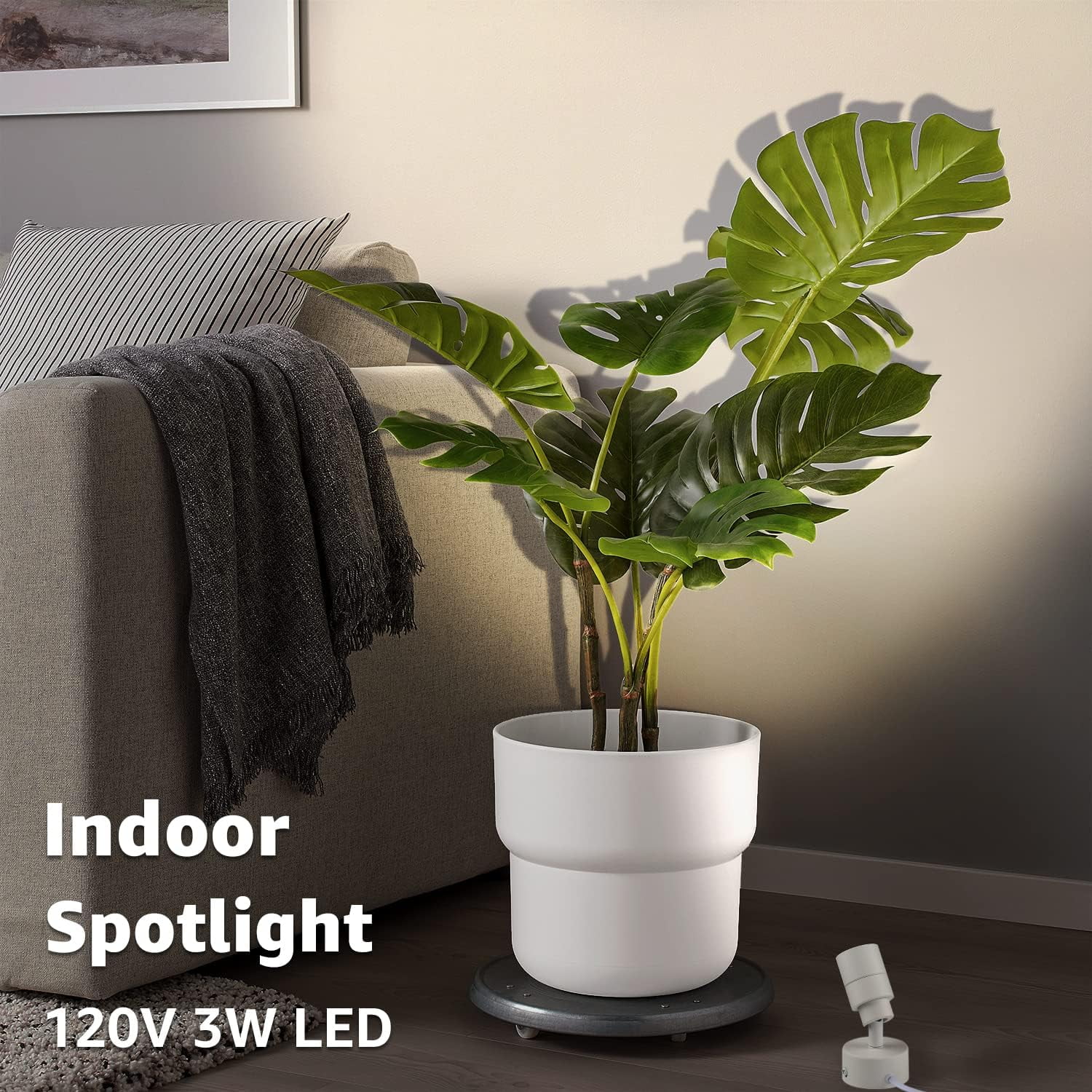 SUNVIE 2 Pack LED Uplights for Indoor Use, Warm White Floor Spotlight Lamp, 120V Accent Lighting, 5.9ft Cord with Foot Switch