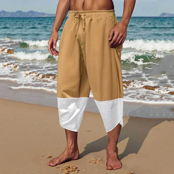 BLCHUNen Sweatpants for Men Plus Size Drawstring Elastic Waist Casual Pants Workout Gym Sports Active Capri Pants