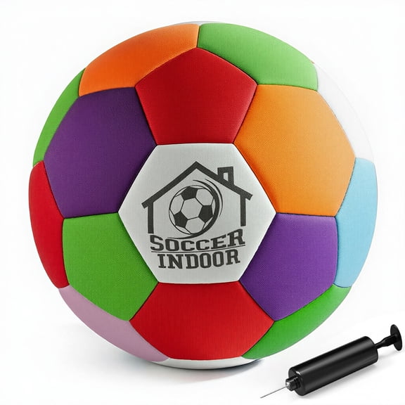 Indoor Soccer Ball Size 3, Mini Silent Soccer Ball, Soft Foam Junior Ball for Training Dribbling Juggling Practice, Colorful