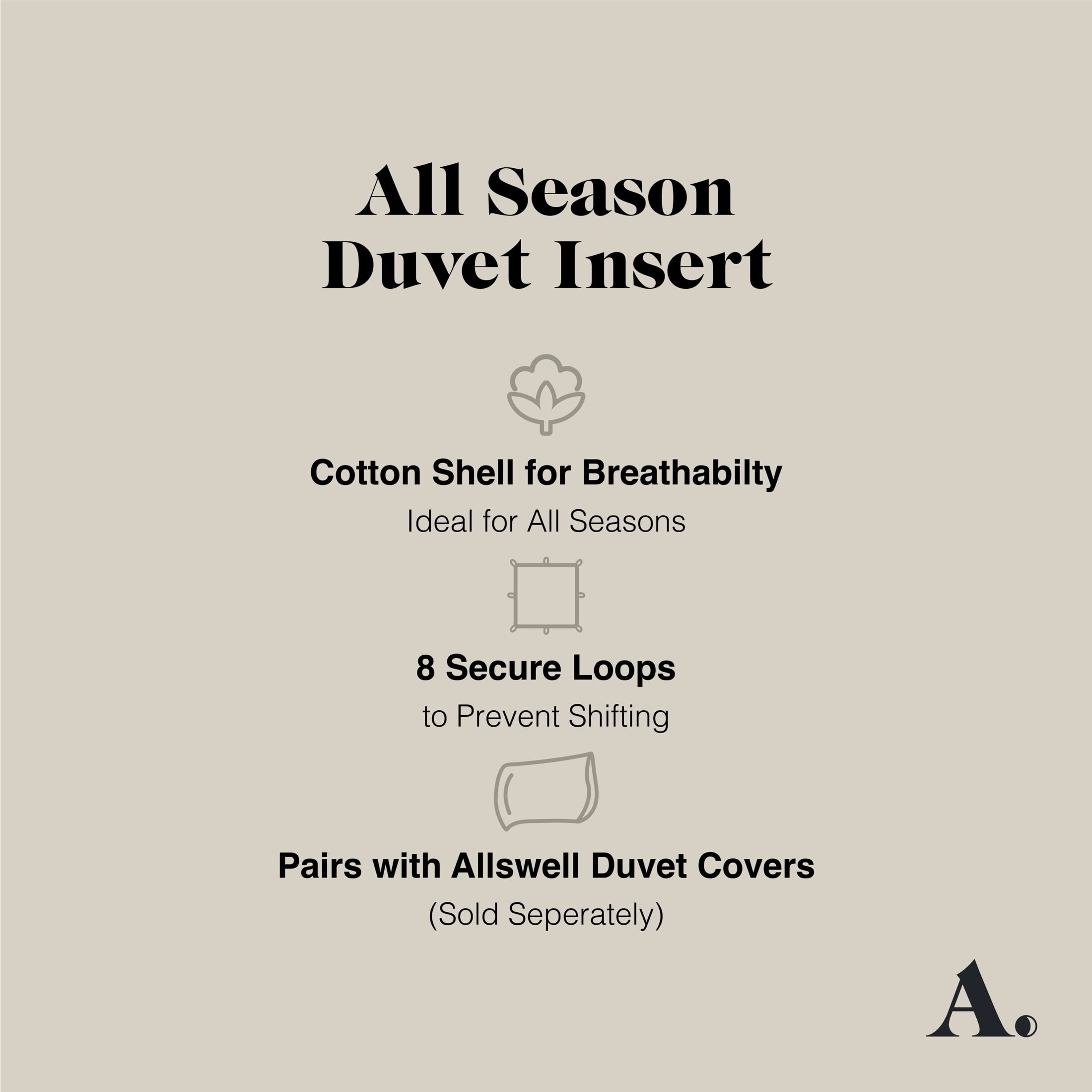 Allswell All Season Duvet Insert, Full/Queen, White, Breathable