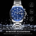 thumbnail image 6 of OLEVS Mens Watches,Big Dial Watches for Men Chronograph Stainless Steel Watch with Day Waterproof Analog Quartz Watches for Man Classic Business Wristwatch Luxury Luminous Reloj para Hombre Blue Dial, 6 of 12