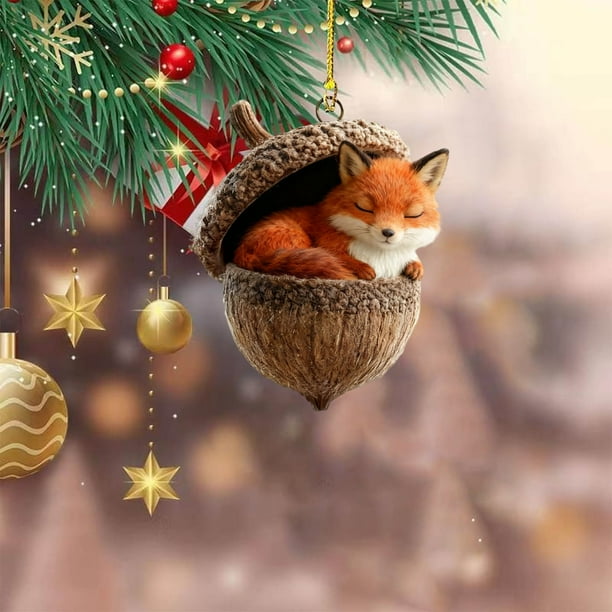 Lekihaqq Forest Animal Christmas Ornaments, Acrylic Tree Decorations, Holiday Decor, Festive Animal Print Ornaments, Woodland Theme Christmas Decor, Wildlife Holiday Tree Hanging Decorations