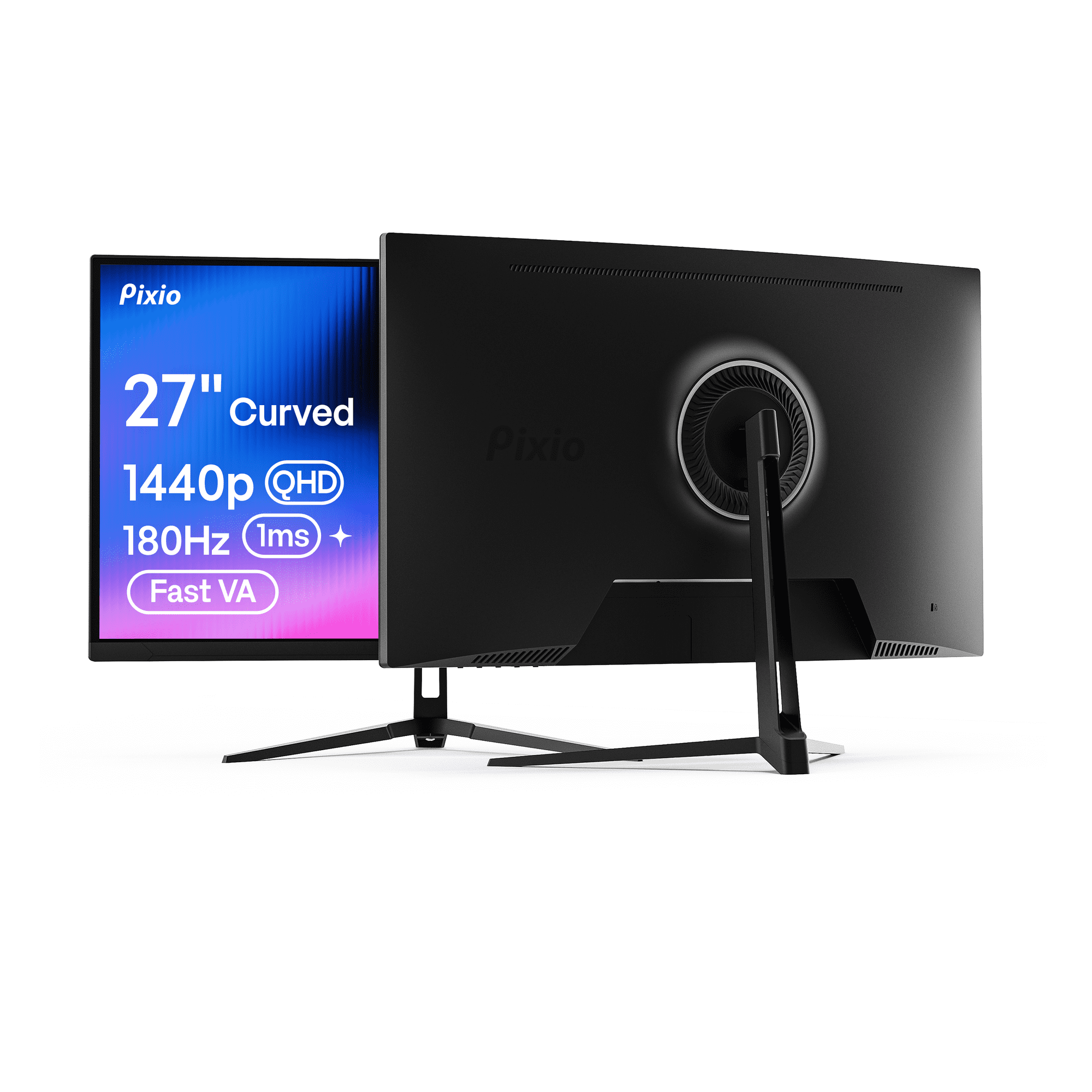 Pixio PXC278 Wave 27 inch 180Hz Refresh Rate QHD 1440p Resolution 1650R Curved Fast VA Panel 1ms GTG Response Time Adaptive Sync HDR Curved Gaming Monitor