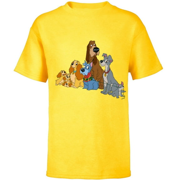 Disney Lady and the Tramp Dogs - Short Sleeve T-Shirt for Kids -Customized-Yellow