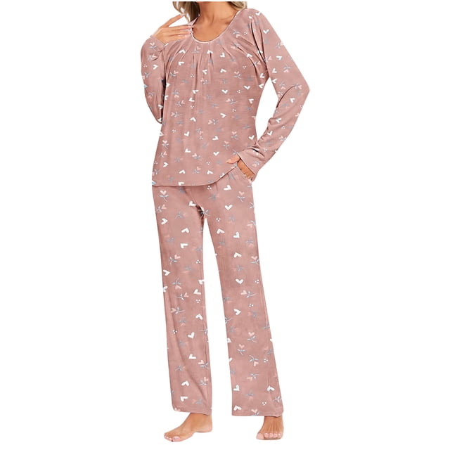 Rbaofujie Robes pour Femmes Pyjama Dégradé Imprimé Décontracté Haut Pantalon Ensemble Peignoir pour Femmes