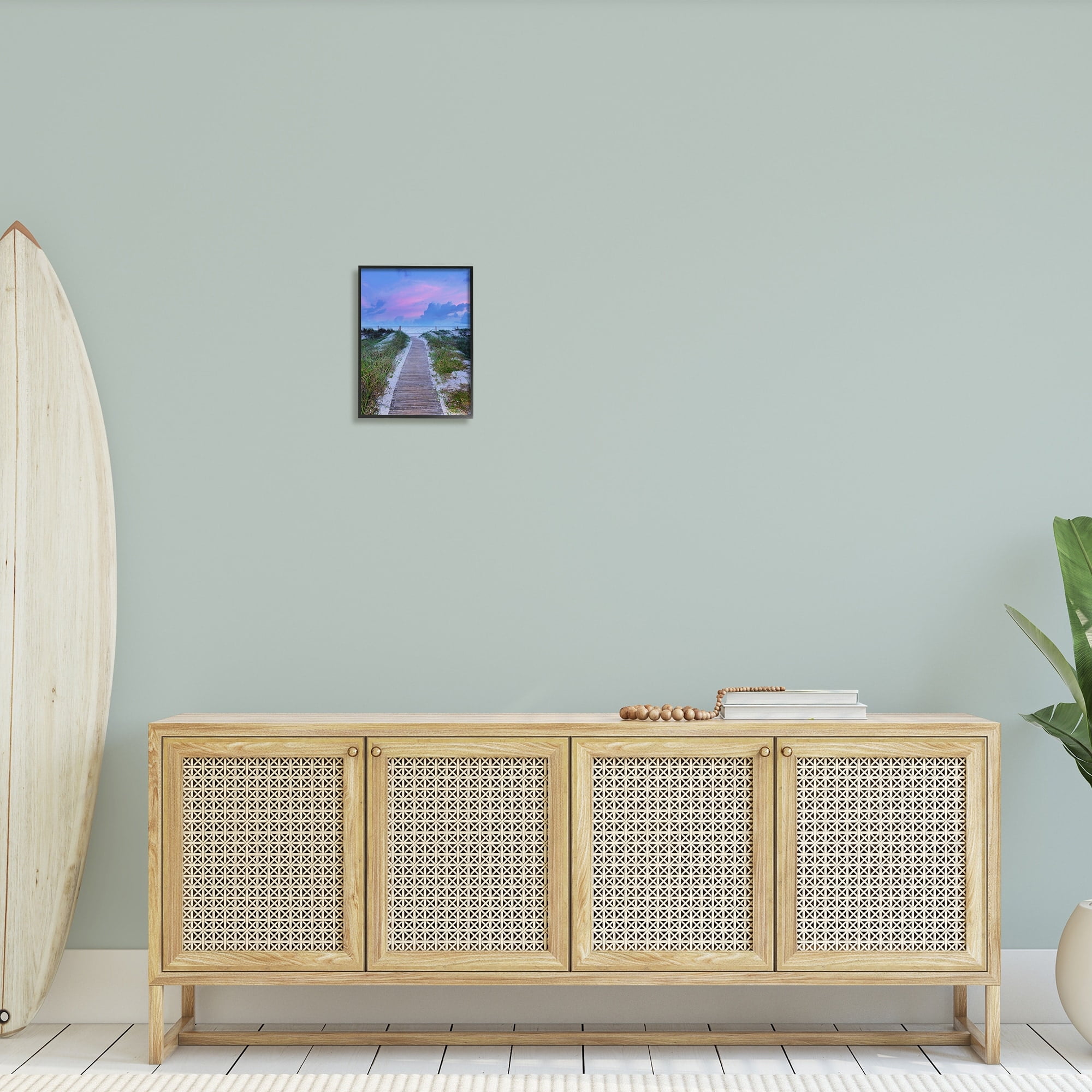 Stupell Industries Cool Beach Sunset Pink Sky Wooden Plank Path, 11 x 14,Design by Jack Reed