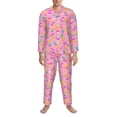 thumbnail image 3 of Naloa Pink Donut Men’s Pajamas Set - Long Sleeve Button Down Sleep Shirt and Pajama Bottoms Sleepwear Set-X-Large, 3 of 7