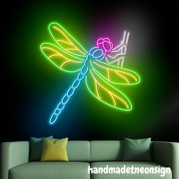 Handmadetneonsign Dragonfly Neon Sign, Dragonfly Wall Art Decor, Dragonfly Animal Wall Decor 037170