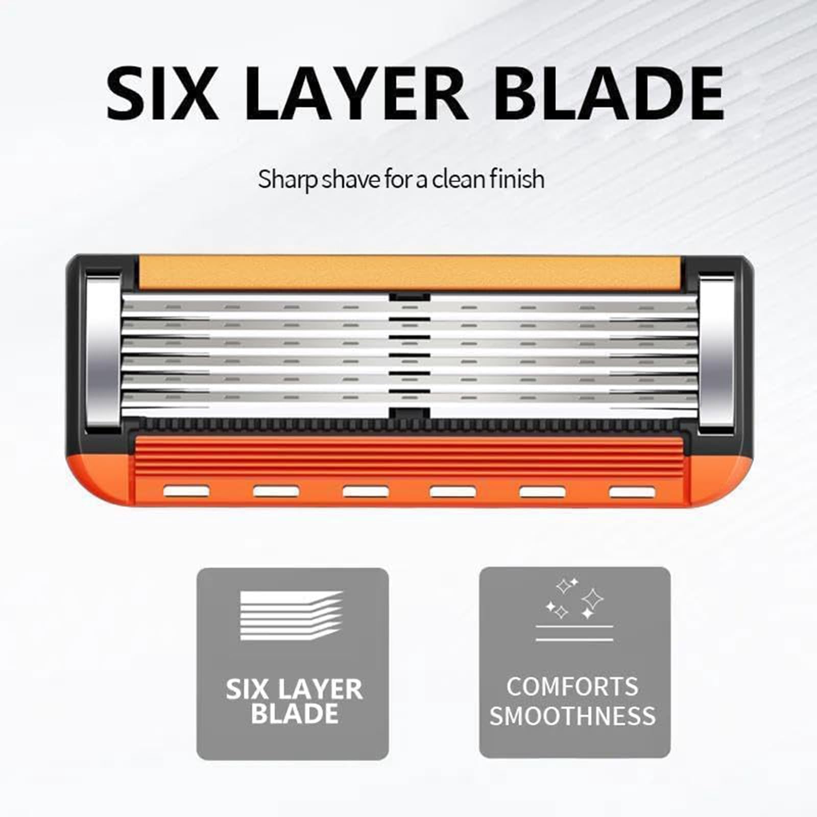 24/48PCS Men's Razor Blade Replacement with Handle, 6-Blade Razor Refills Cartridge Set for Face & Head Shaving, Ultra Sharp Men's Grooming Kit (48 Refills + 2 Handle)