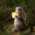 thumbnail image 4 of Kuroiy Solar Powered Bunny Garden Statue Resin Figurine with LED Light, Outdoor Patio Decor, Weather Resistant Durable Gray Rabbit, Lifelike Textured Finis, 4 of 9
