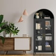 thumbnail image 2 of Huisuilinss Metal Arched Cabinet,73" Kitchen Pantry Cabinet With Glass Doors,Arched Bookcase Bookshelf,Storage Cabinet With 1 Drawers,Freestanding Display Cabinet For Dining Living Home Office, 2 of 7