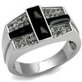 thumbnail image 1 of Bague en Acier Inoxydable Poli avec Demi-Précieux en Jet - Taille 10, 1 of 1