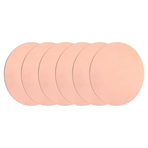 Uxcell 6 PackCopper Round Plate, 0.02"(0.5mm) Thick 1.2"(30mm) Dia T2 Pure Copper Sheet