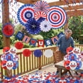 thumbnail image 2 of Tumao 47Pcs July 4th Party Decoration Set Patriotic Decor Props Backdrop USA Flag String Red White Blue Paper Fans Star Streamer Hanging Swirls for Memorial Day Fourth of July Flag Day, 2 of 8