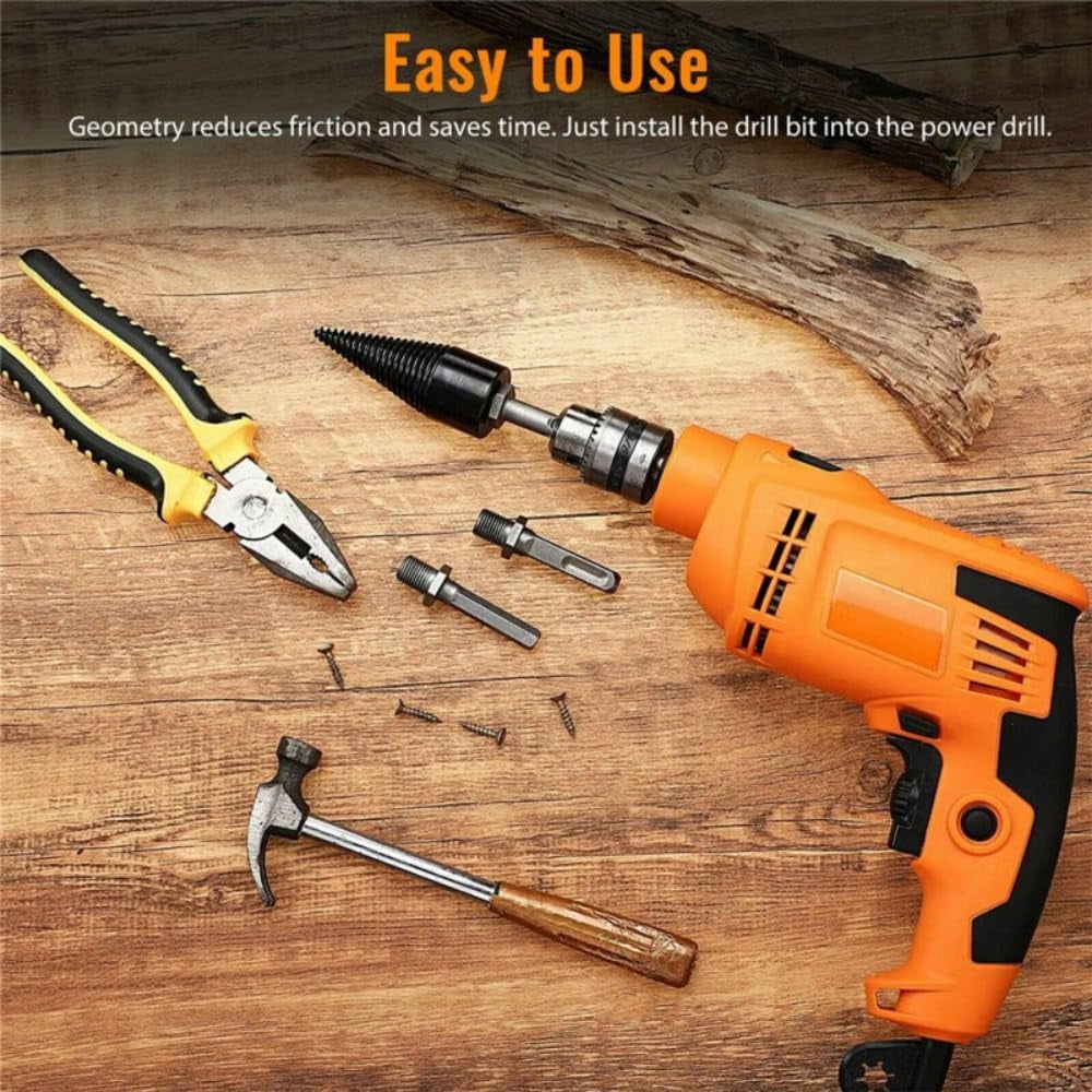 5pcs Firewood Splitter Drill Bit Set High Speed Wood Splitting Screw Cone Driver 42mm drill bit