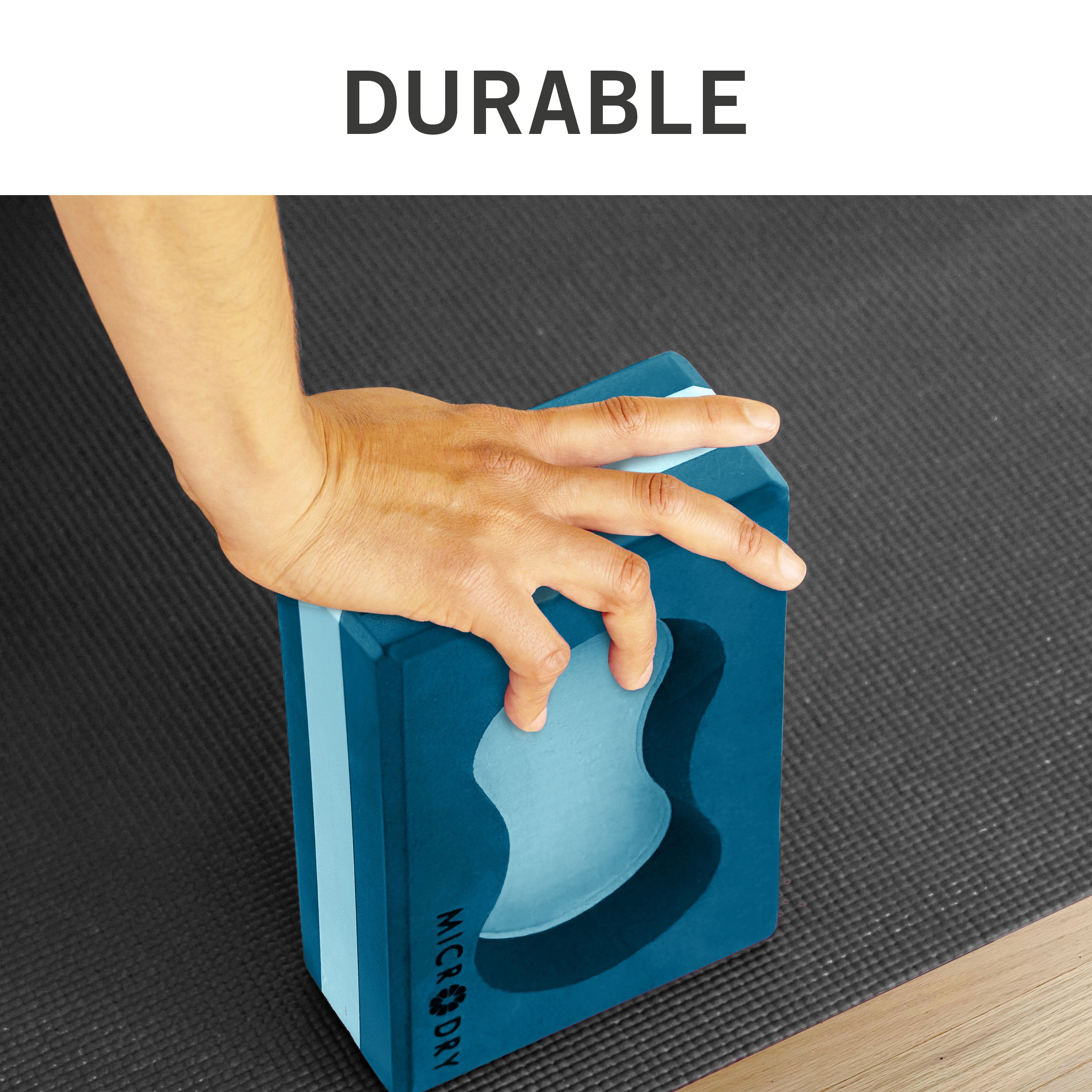 Microdry Blue Non Slip High Density Foam Pilates and Yoga Block Set, 2 Count