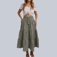thumbnail image 2 of Angala Womens Skirts High Waist Tiered Maxi Skirts Solid Summer Flowy Lightweight Streetwear Holiday Casual Ladies Skirts Size L Green, 2 of 5