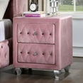 thumbnail image 4 of Twin Size Bed Dresser Mirror 2x Nightstands Chest 6pc Set Bedroom Furniture Pink Fully Upholstered Tufted Wingback Design, 4 of 8