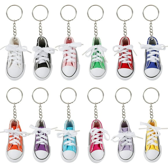 Victse Sneaker Keychain, 12 Pcs Mini Converse Style Keychains, Canvas Keychains for Communions and Children's, Youth and Children's Birthdays