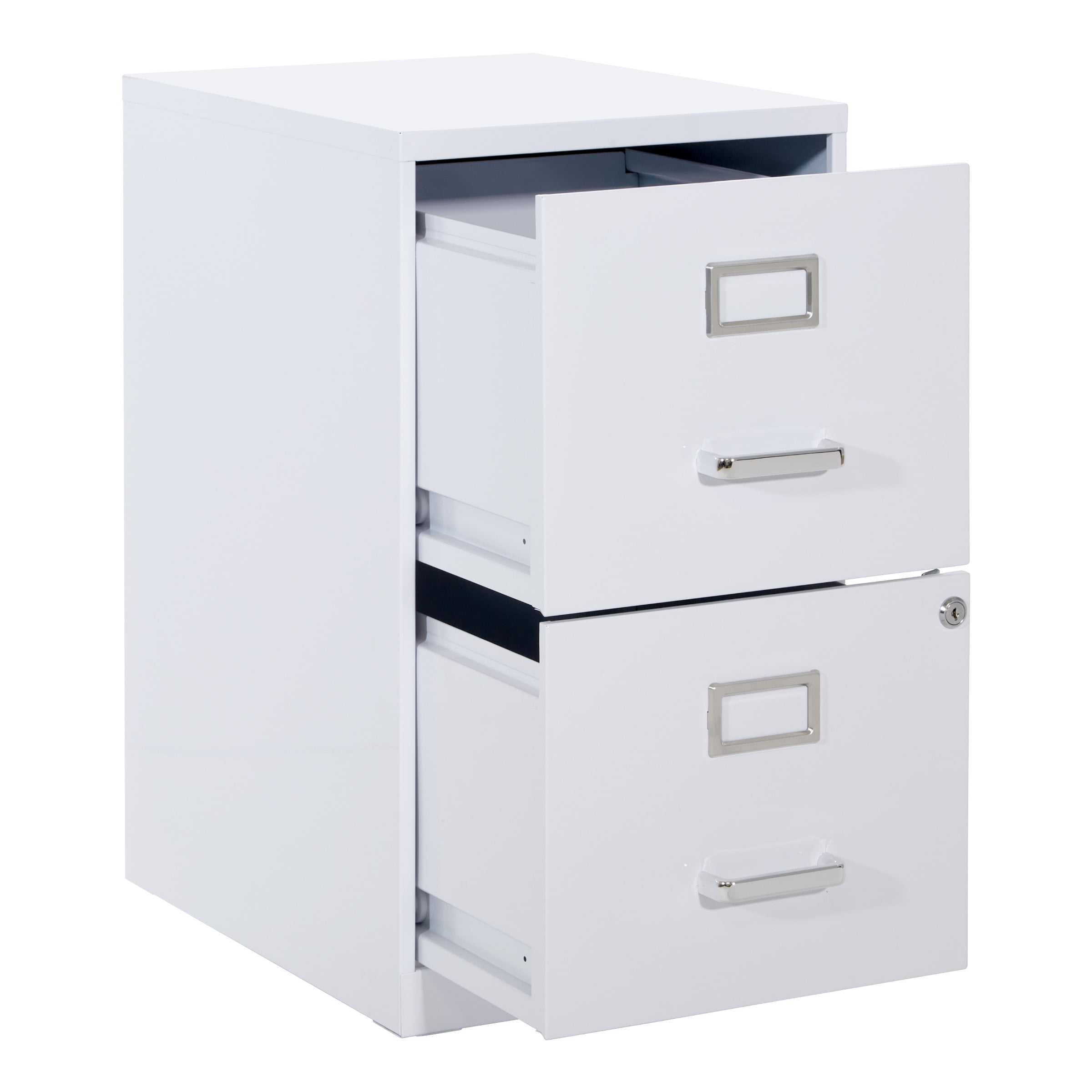 2 Drawer Locking Metal File Cabinet in White