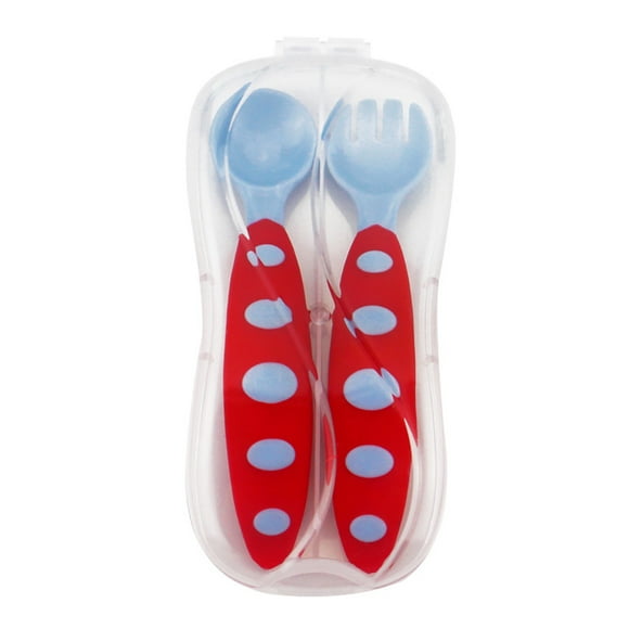 FYBTO Baby Toddler Feeding Utensils Plastic Resuable Infant Spoons and Fork Set(Grey)-0907