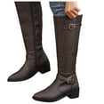 thumbnail image 4 of Winter Knee High Boots for Women, British Style Leather Long Boots with Belt Buckle and Side Zipper, Warm Non- Riding Boots for Fall & Winter, 4 of 9