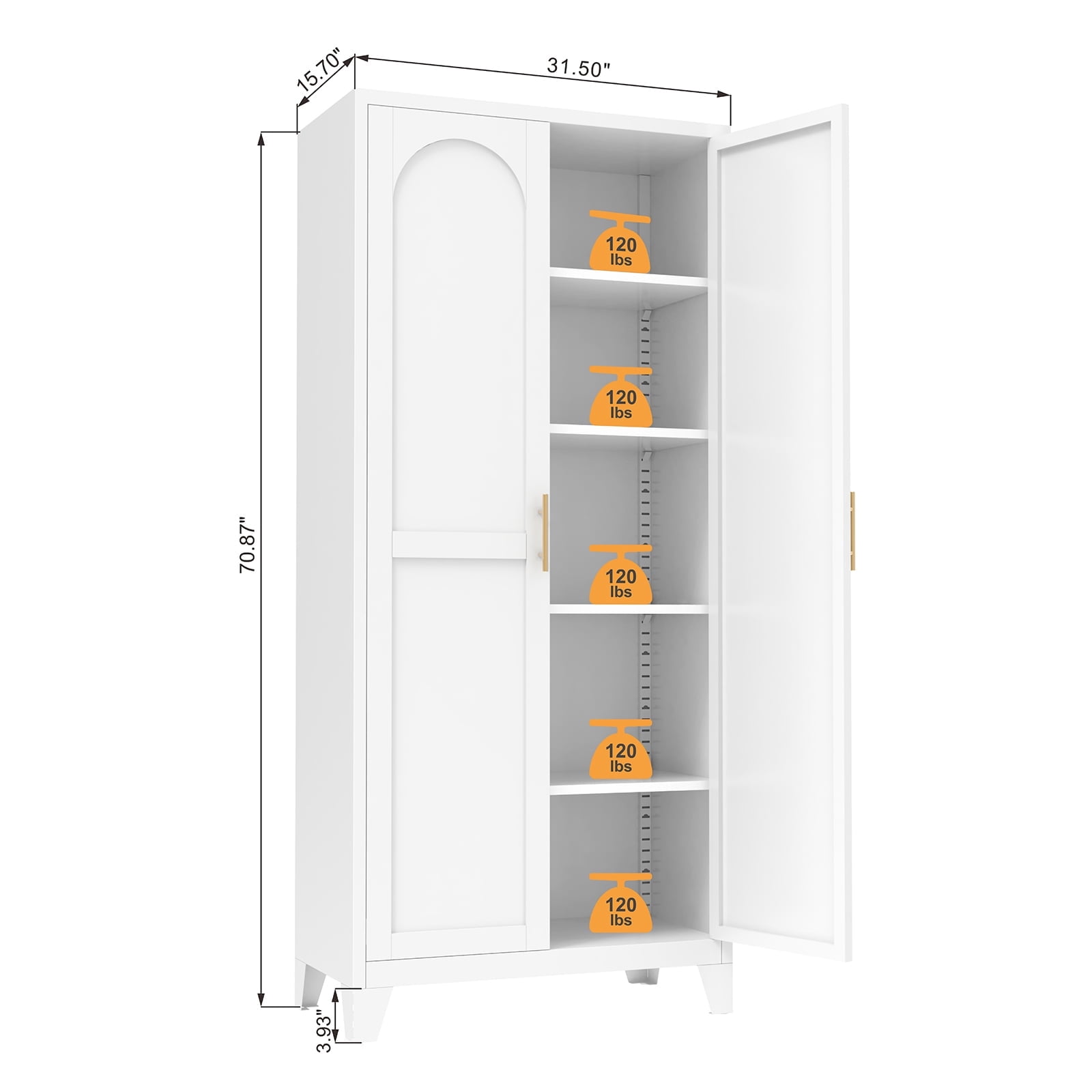 Homy Casa 71" Tall Garage Storage Cabinet with Adjustable Shelves, Heavy Duty Utility Organizer White