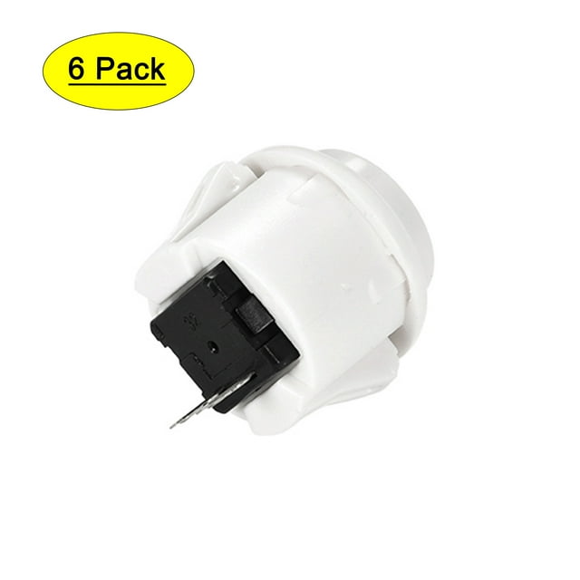 Unique Bargains Interrupteur à Bouton-Poussoir 23mm pour Jeux Vidéo d'Arcade Blanc, 6 Pcs