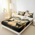 thumbnail image 4 of Manfei Jungle Animal Deer Twin Sheet Sets,Rustic Farmhouse Cabin Twin Fitted Sheet,Tropical Plant Tree Flat Sheet For Children,Microfiber Bedroom Decor,3-Piece, 4 of 7