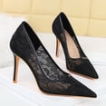thumbnail image 2 of Women Pointed Toe High Heels Sexy Pumps Lace Tulle 9CM Wedding Shoes for Bride Prom Party, 2 of 4