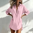 thumbnail image 2 of Women's Beach Cover-Up Breathable Quick-Dry Shirt Dress with Deep V-Neck Pockets Loose Fit Loungewear Pink XL(XL), 2 of 6