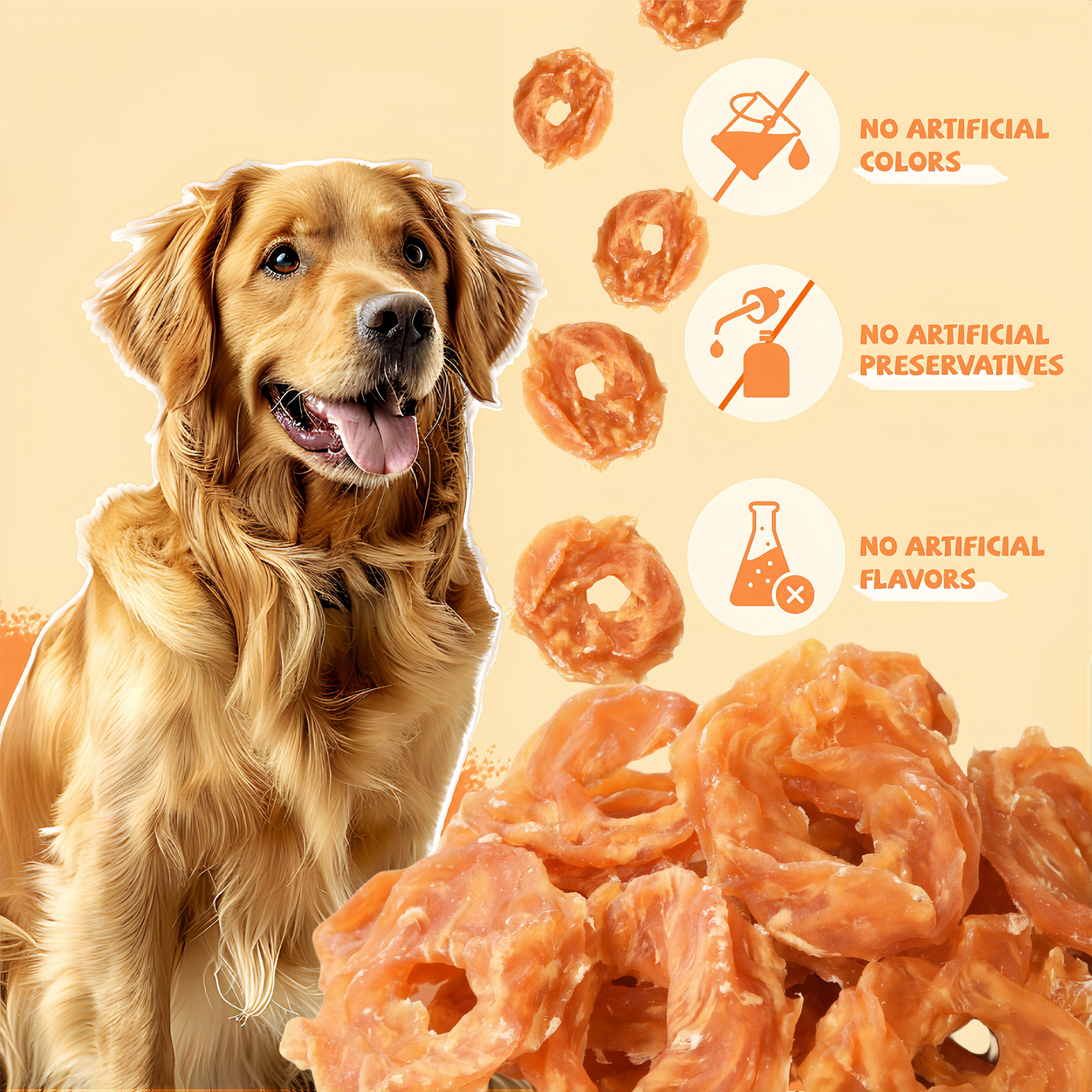 (2 pack) Pawmate Chicken Jerky Dog Treats, Chicken Jerky Rings for All Dogs, 23 ct Packet
