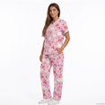 thumbnail image 2 of Kuiaobaty Pink Ribbon Print Scrubs for Women Set Hearts Daisy Print Nurse Uniform Breathable Medical Scrubs for Breast Cancer, 2 of 5