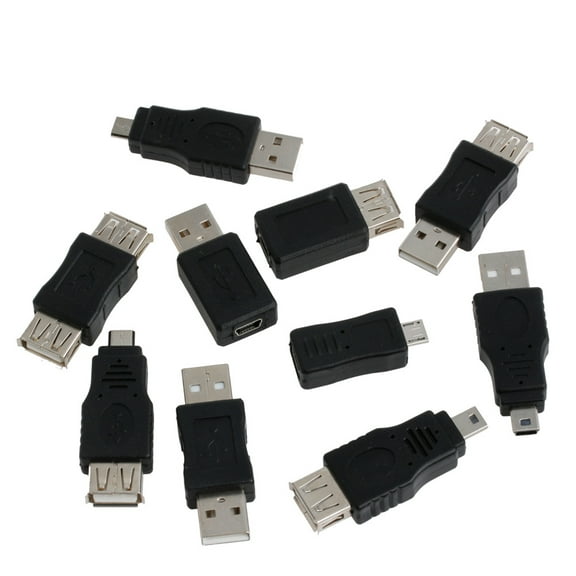 10 Pcs OTG 5 pin F/for M Mini Changer Adapter Converter USB Male to Female Micro USB Connector for Phones, Computers, La
