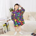 thumbnail image 6 of FORMRS Wearable Blanket Hoodie with Sleeves for Kids Cozy Flannel Sweatshirt, Colorful Psychedelic, 6 of 7