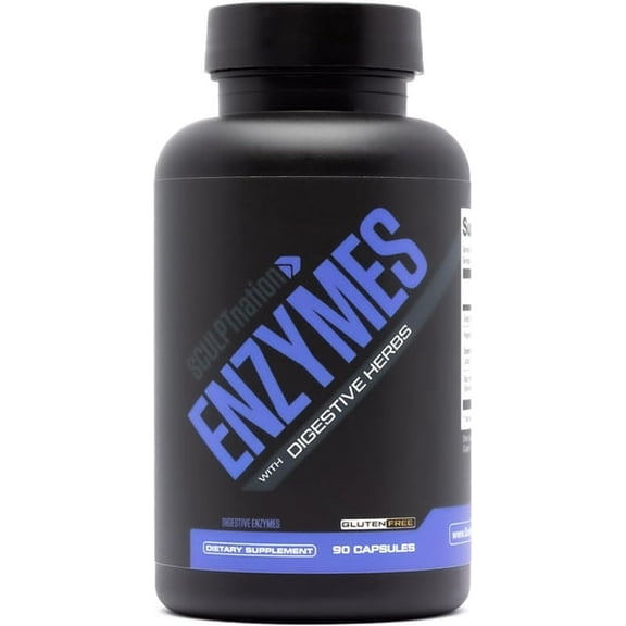 Sculpt Nation by V Shred Digestive Enzymes - Multi Enzyme for Digestion and Gut Health Support, Occasional Bloating Relief for Women and Men - 90 Gluten-Free Capsules