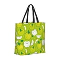 thumbnail image 2 of Naloa Green Apple Tote Bag for Women, Foldable Tote Bag With Zipper, Large Shoulder Bag, Top Handle Handbag for Travel, Work, Shopping, 2 of 9