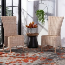 SAFAVIEH Allen Rattan Accent Chair, Natural White Wash, Set of 2