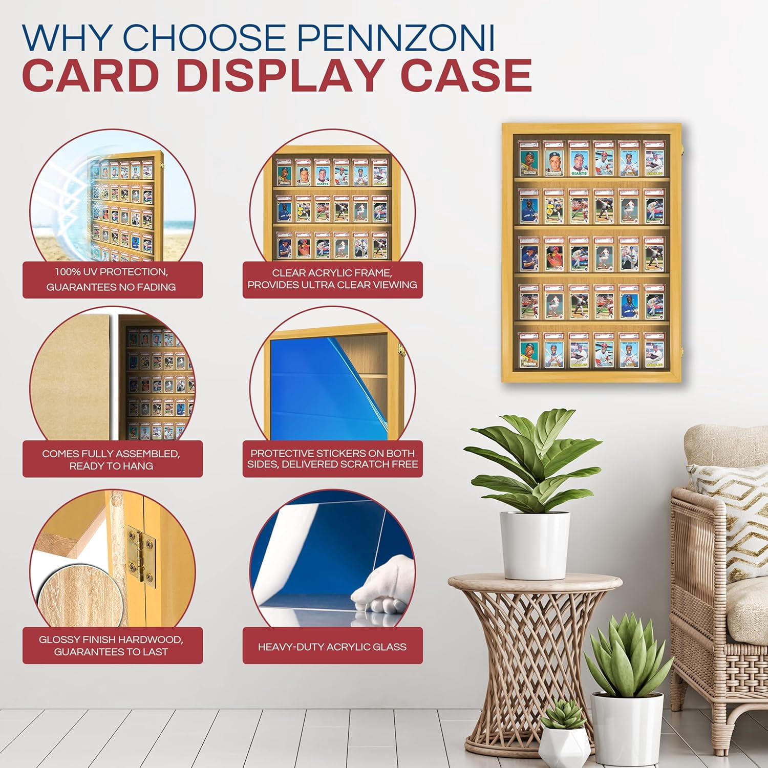 PENNZONI Sports Card Holder Organizer: 35 PSA Graded Display Case