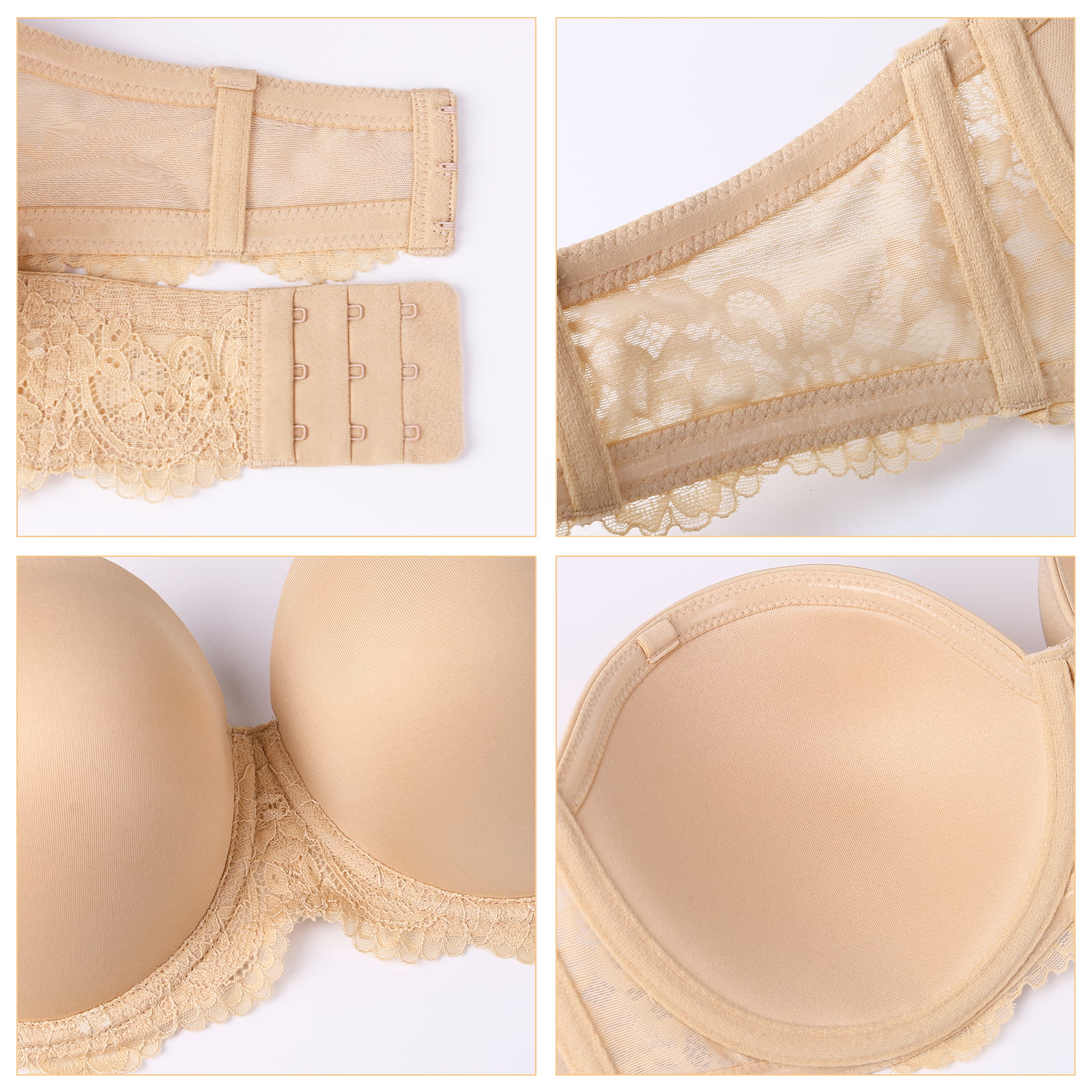  HACI Multiway Plus Size Strapless Bra for Women Full Coverage  Underwire Bras(34DDD,Lace Beige) : Clothing, Shoes & Jewelry
