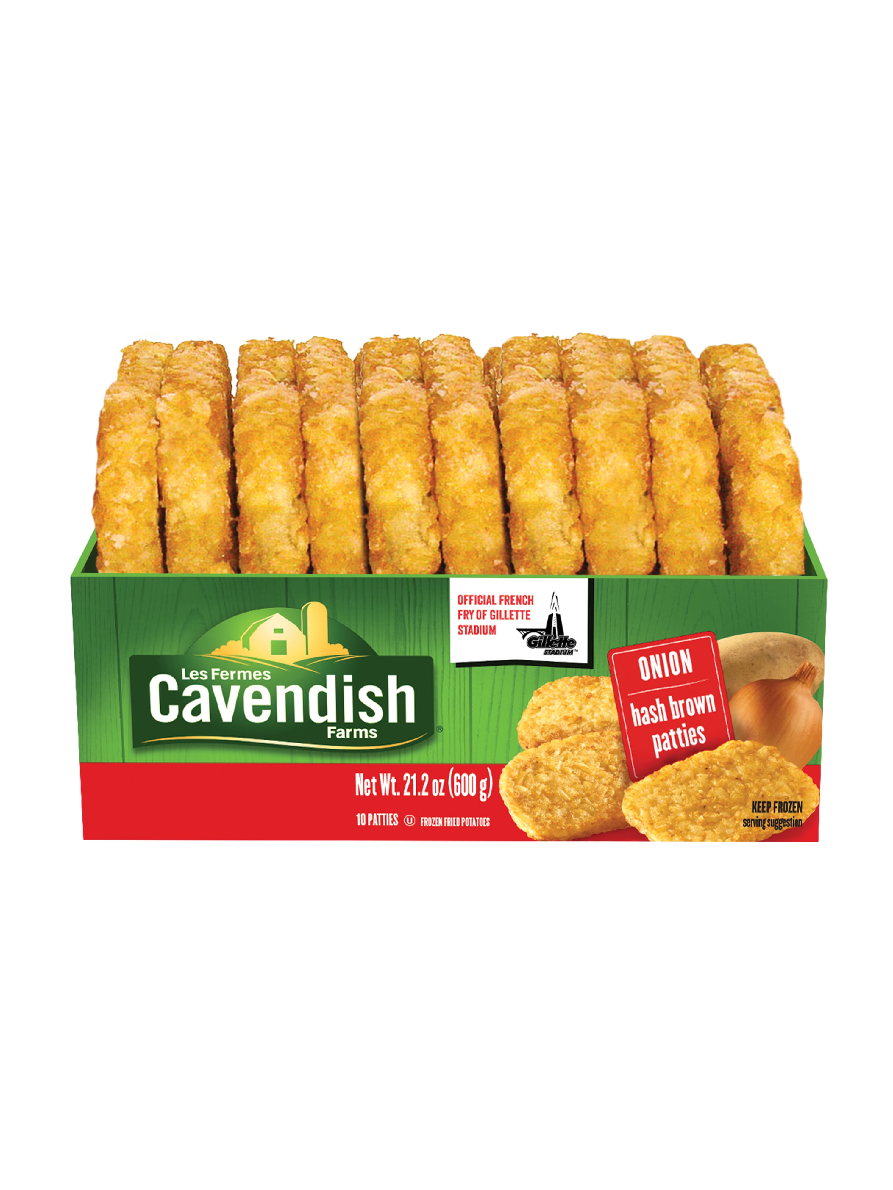(3 pack) Cavendish Farms Hash Brown Potato Patties Onion Flavor, 21.2oz Cardboard Tray (Frozen)