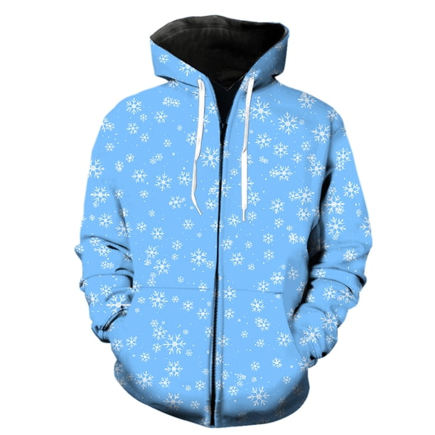 Sudadera con capucha y cremallera para hombre, con estampado de copos de nieve de invierno, moda, tops, estampado 3D, manga larga, divertida, de gran tamaño, gran oferta 2024, para adolescentes, prima