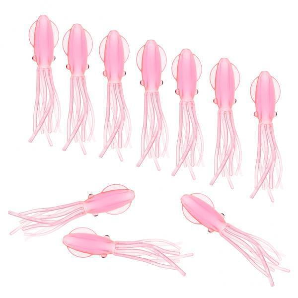 2x 10pcs Calmar Pêche, Lumineux Calmar Jupes Manivelle Basse pour